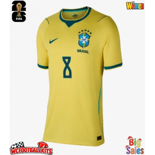 Brazil Bruno Guimaraes #8 Replica Home Stadium Shirt for Women World Cup 2026 Short Sleeve